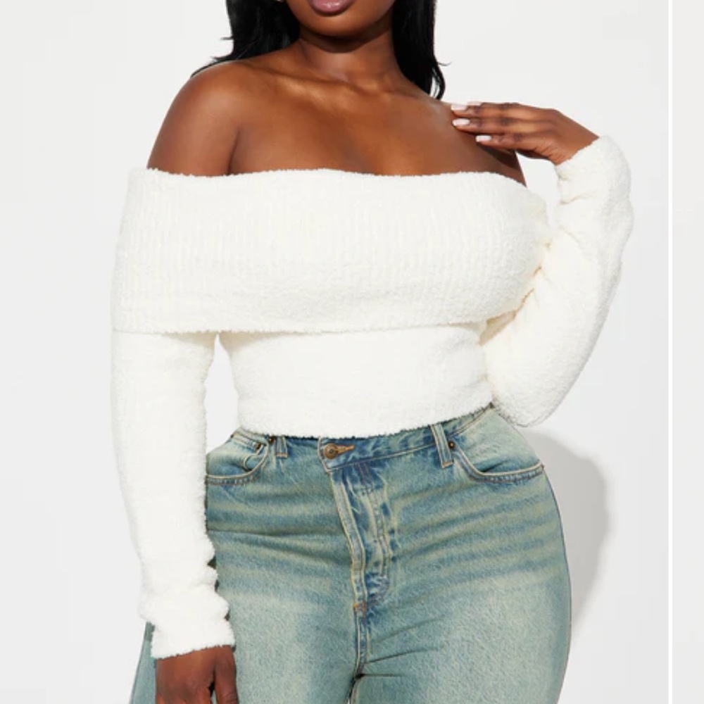 Fashion Nova Off-Shoulder Sweater - Cream